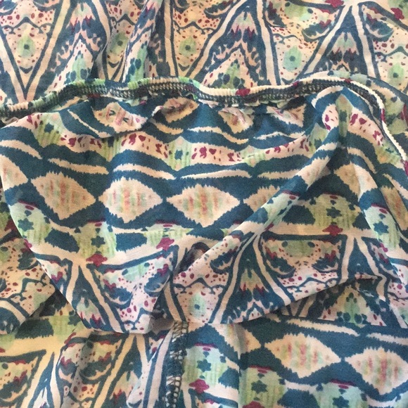 Dots Teal Green Cold Shoulder Semi Sheer Top - Picture 4 of 7